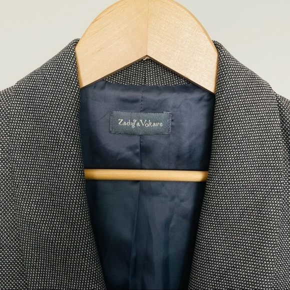 New! Zadig & Voltaire Crystal Embellished Gray Blazer with Elbow Detail Size M - Picture 3 of 10